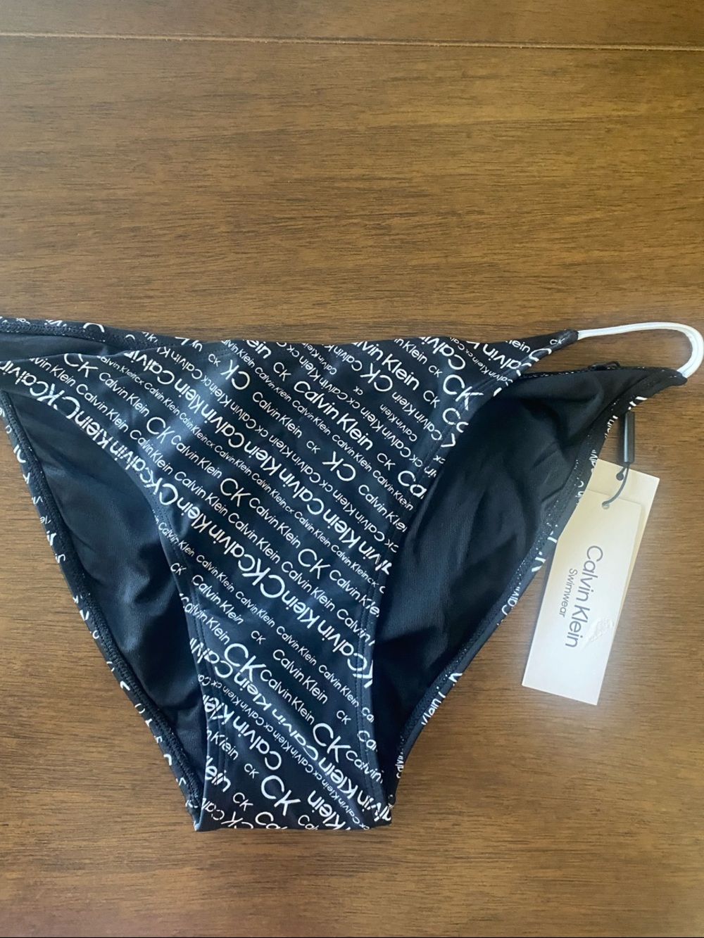 Calvin Klein Black and White Logo Bikini Bottom Size XL